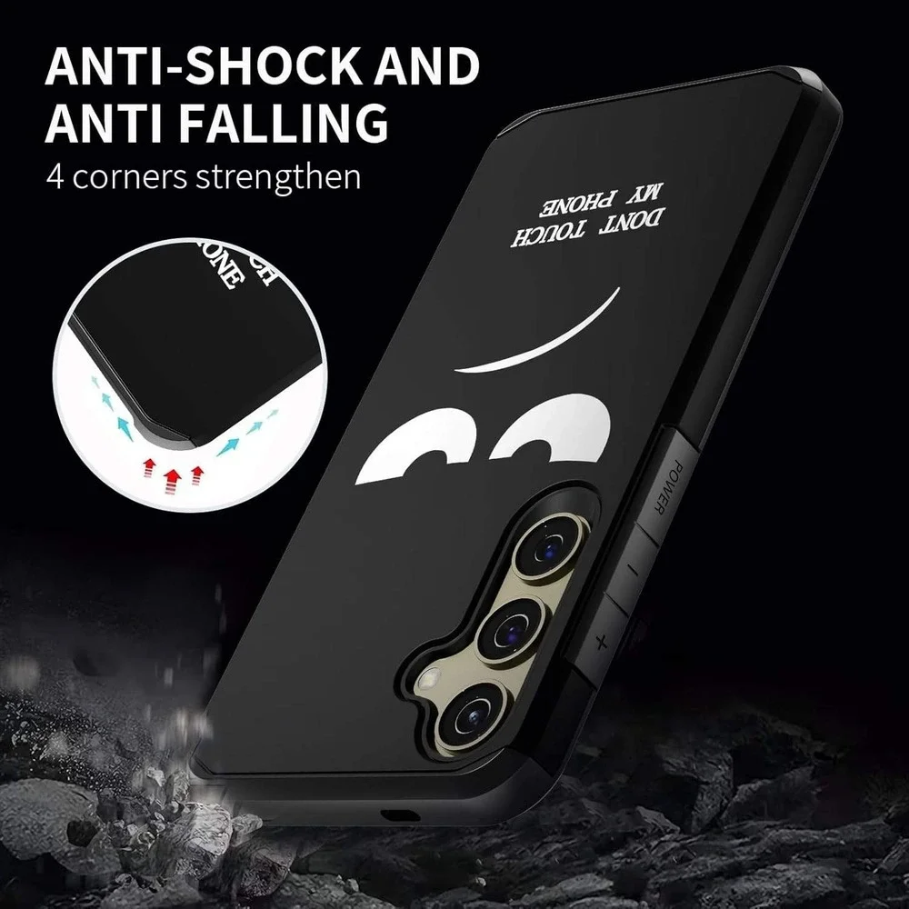 Samsung Galaxy S24+ S25+ Case Dont Touch My‎ Phone Grumpy Face Black Matte Cover